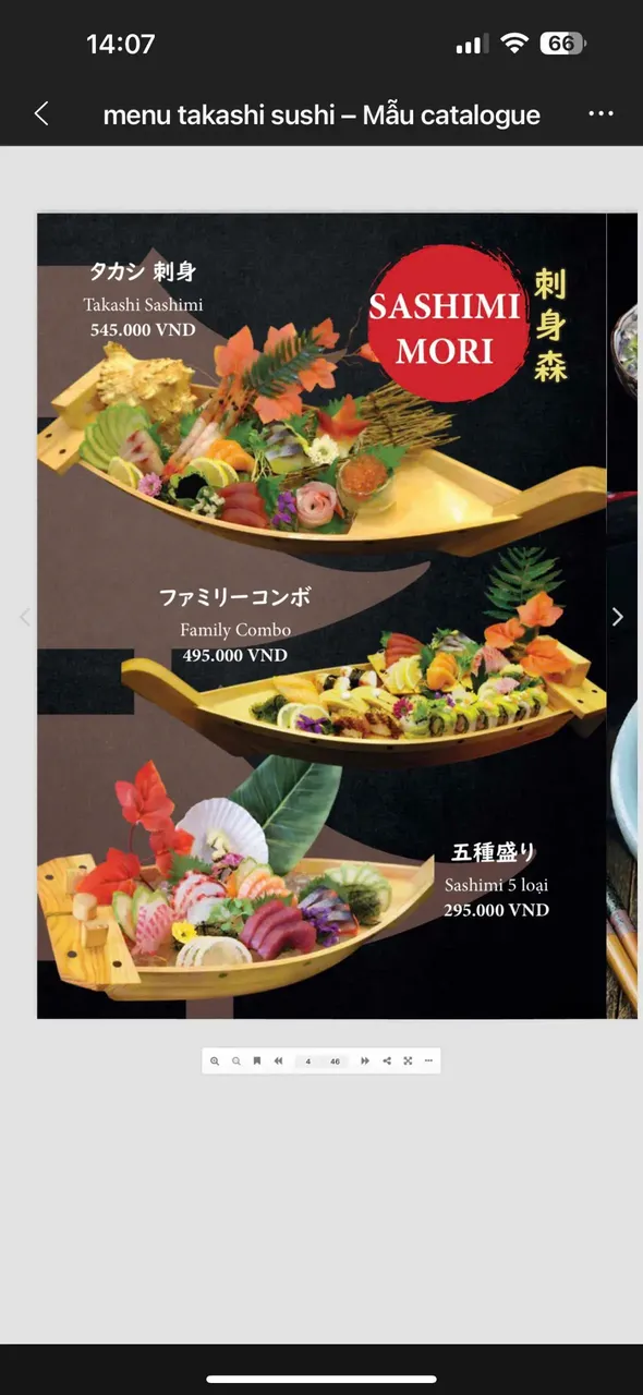 Takashi Sushi Binh Chanh menu 1