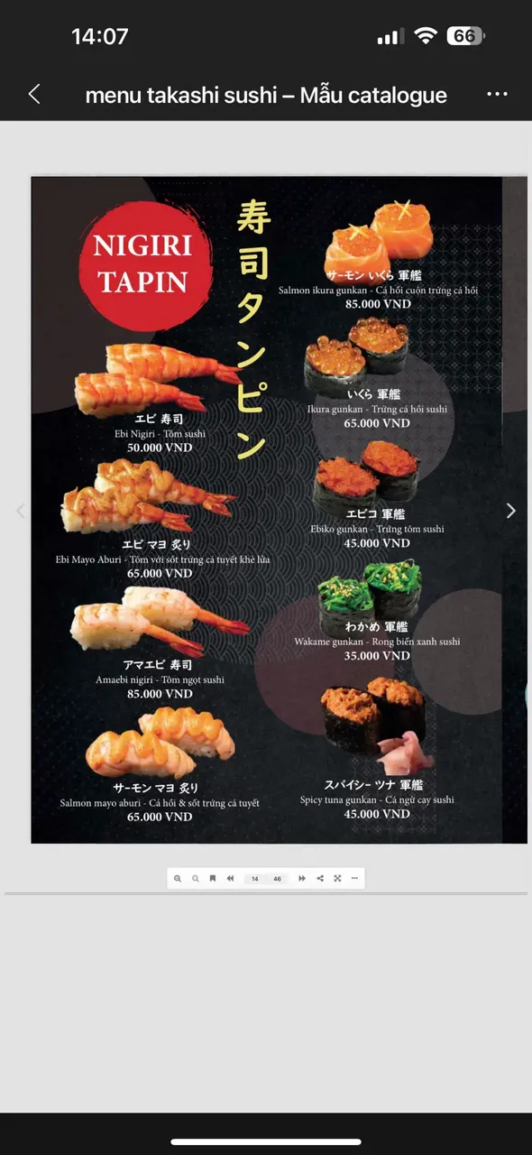 Takashi Sushi Binh Chanh menu 12