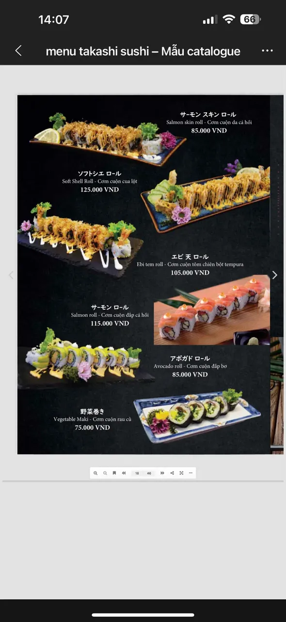 Takashi Sushi Binh Chanh menu 13