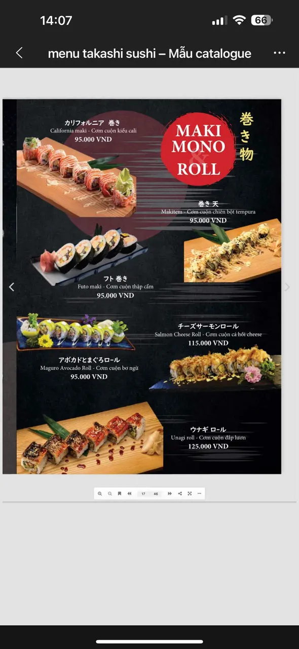Takashi Sushi Binh Chanh menu 15