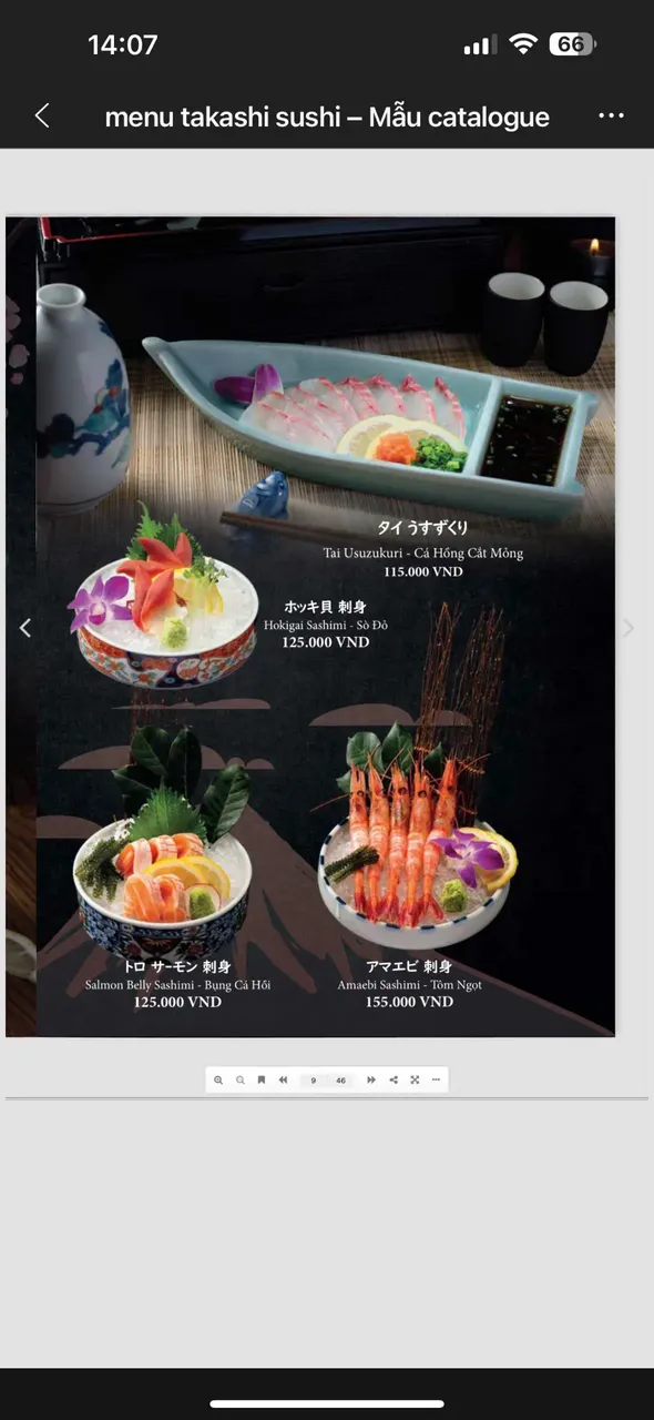Takashi Sushi Binh Chanh menu 2