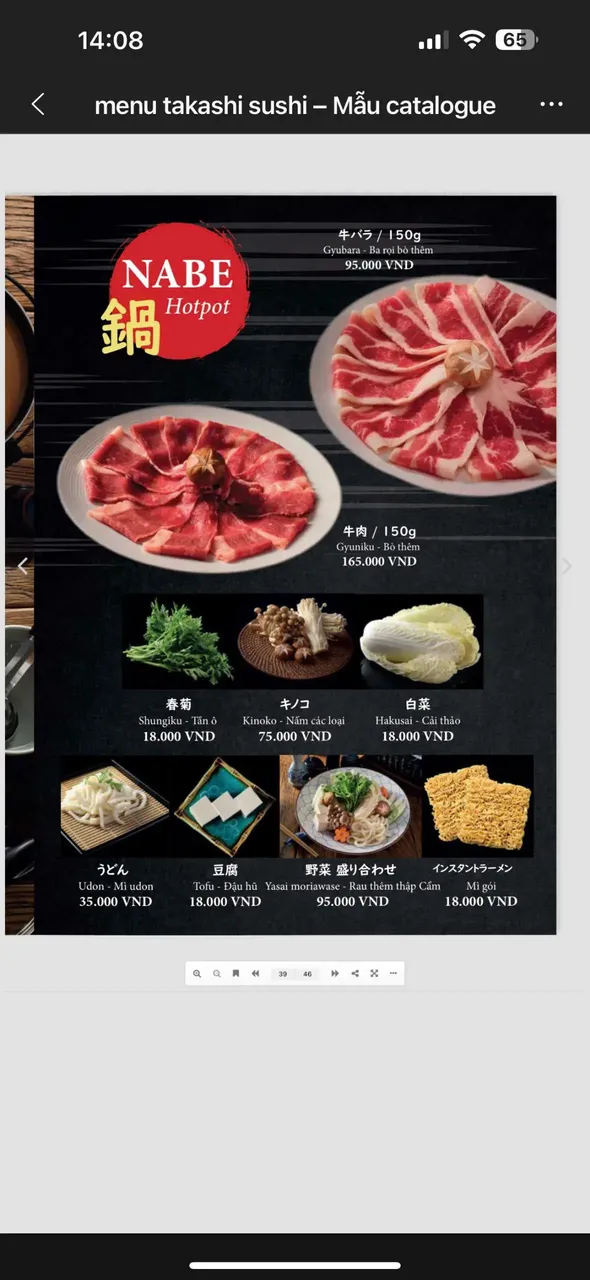 Takashi Sushi Binh Chanh menu 34