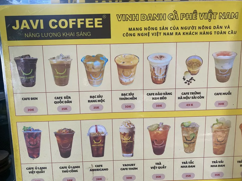 Menu của Javi Coffee - Thủ Đức