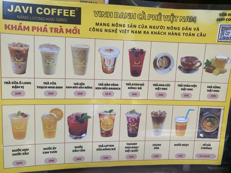 Javi Coffee Thu Duc menu 2 768x576