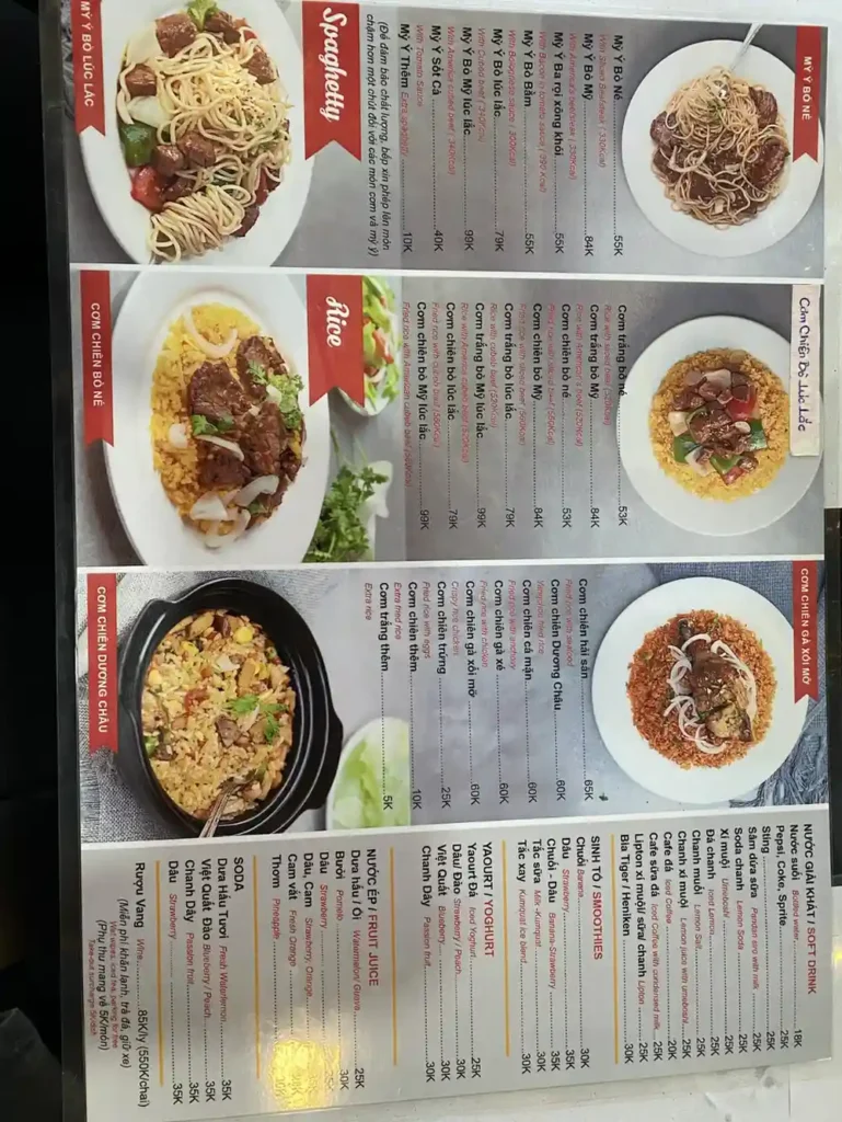 Menu quán Beefsteak Củ Hành Tây - Lê Văn Sỹ