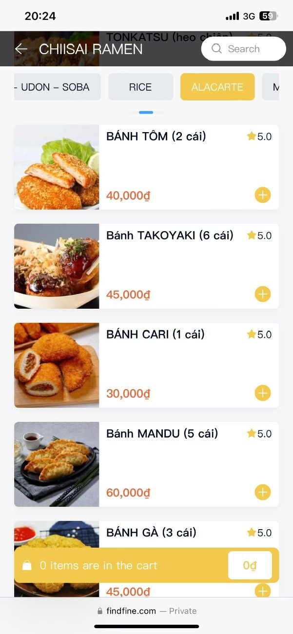 Chiisai Ramen Menu