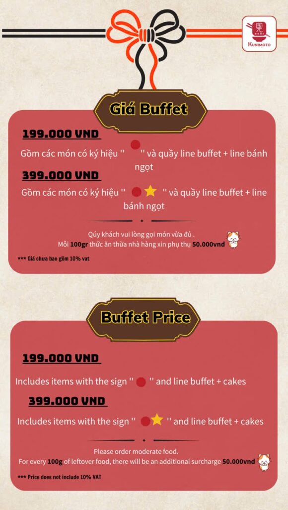 Giá Buffet tại Kunimoto
