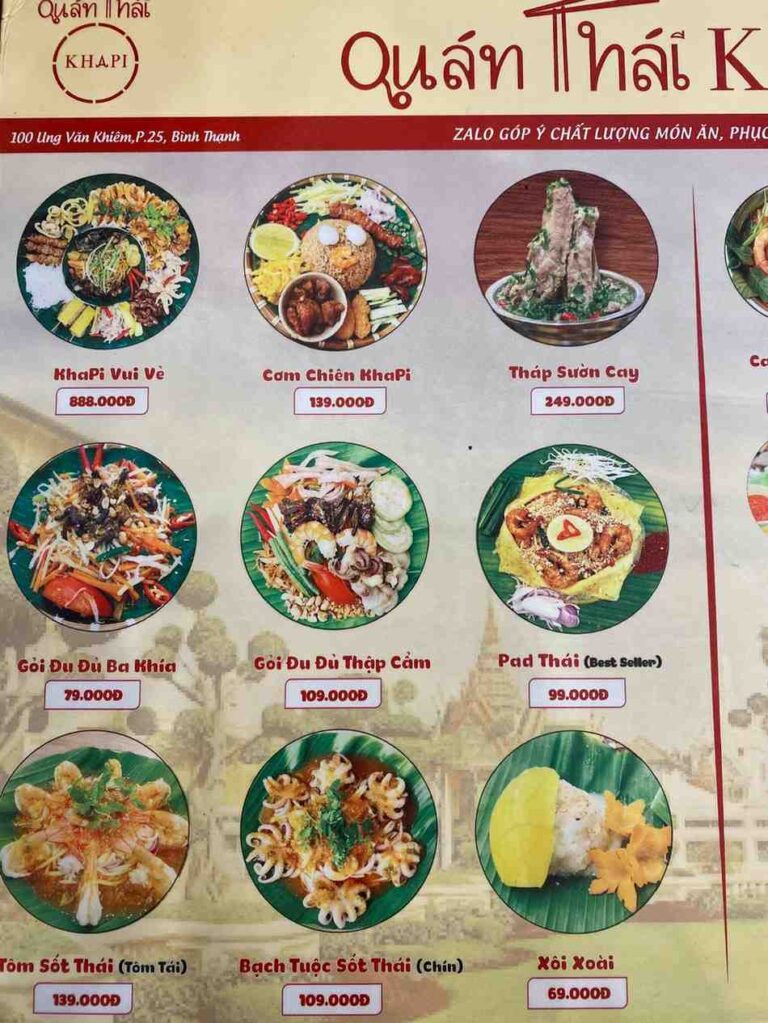 Quan Thai Khapi Ung Van Khiem Binh Thanh menu 3 768x1023