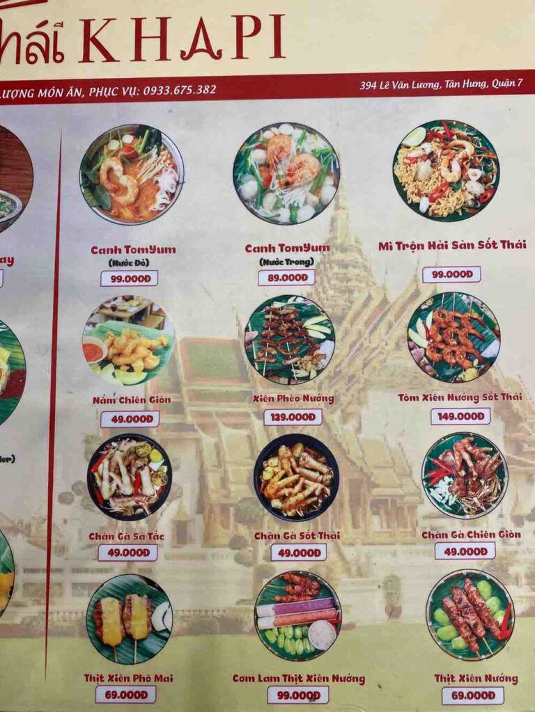 Quan Thai Khapi Ung Van Khiem Binh Thanh menu 4 768x1023