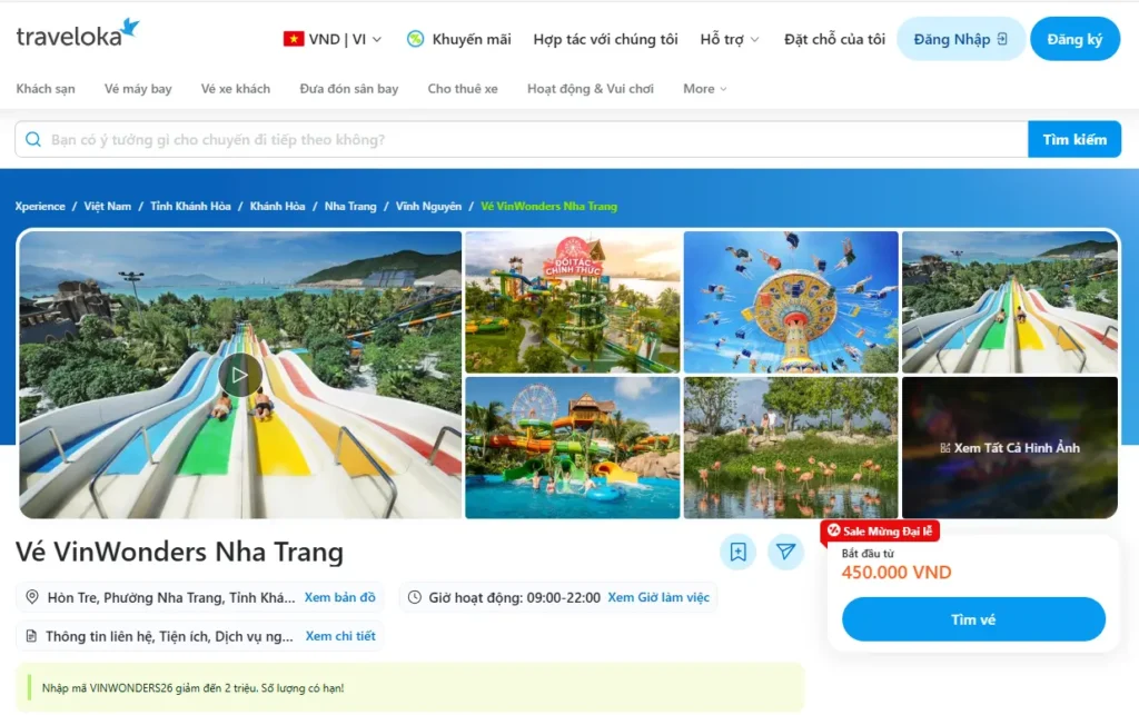 Đặt vé VinWonders Nha Trang tại Traveloka