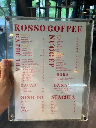 Rosso Coffee Juice menu 1