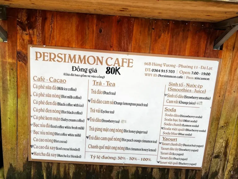 Cafe persimmon Da Lat menu 1 768x576